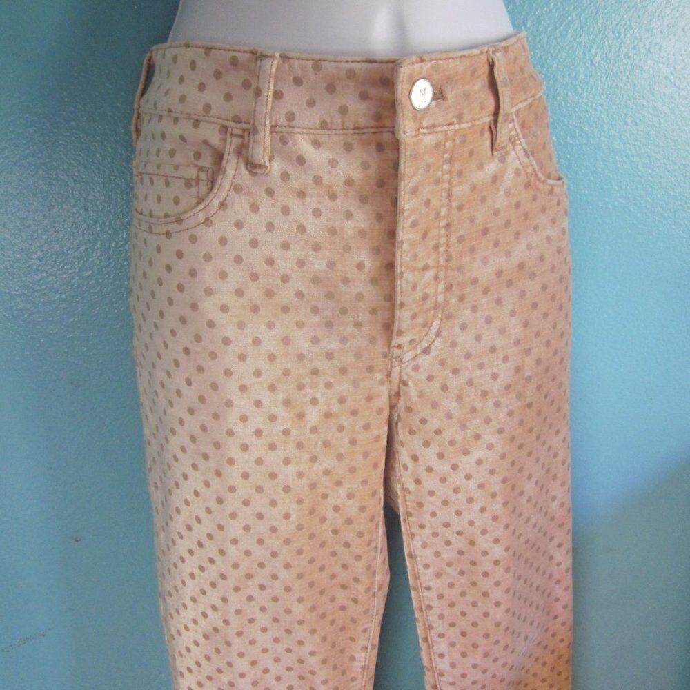 Anthropologie Pilcro Womens Size 27 Slim High Rise Skinny Pink Jeans Polka Dot